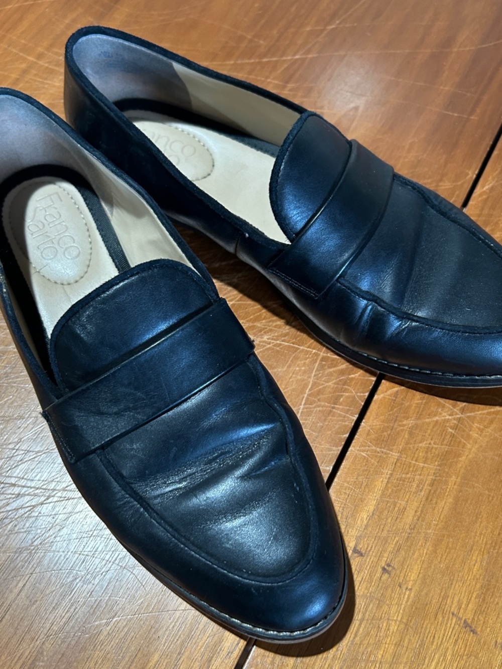 Franco Sarto Black Leather Penny Loafers